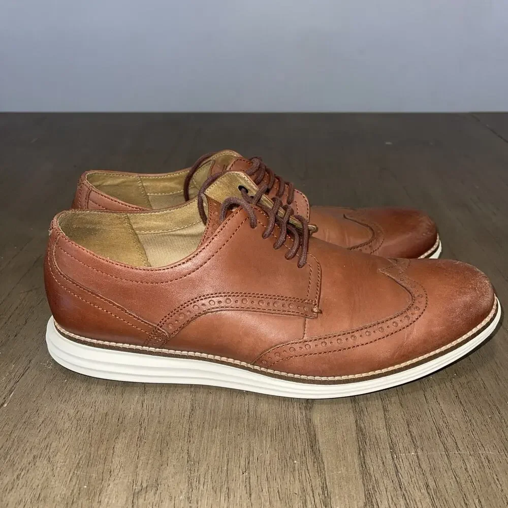 Cole Haan Mens Size 12M OriginalGrand Wingtip Oxfords Brown Leather C26471